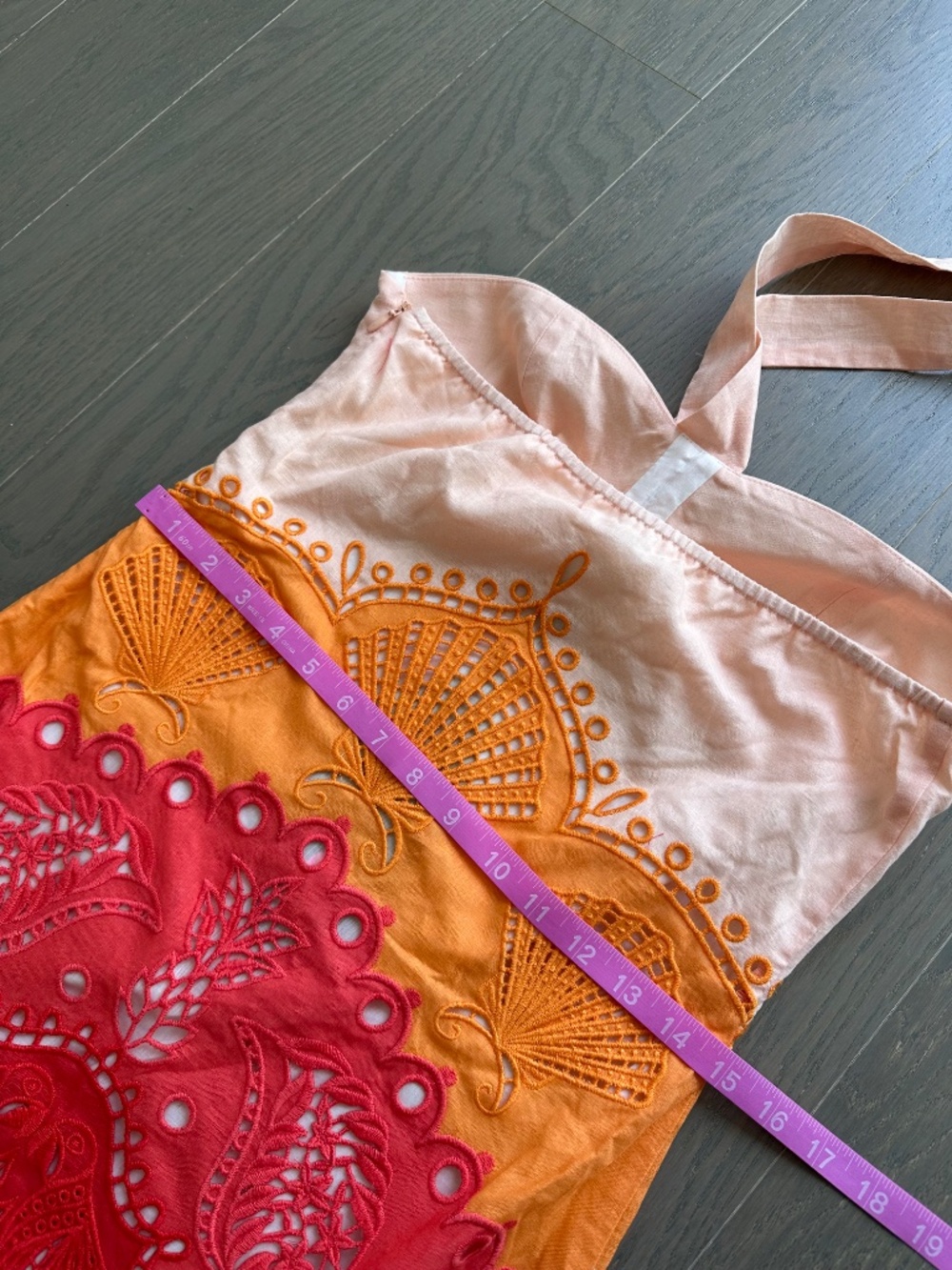 Farm Rio Summer Gradient Richelieu Ombre Linen Midi Dress Orange With Tags SMALL - Picture 8 of 11